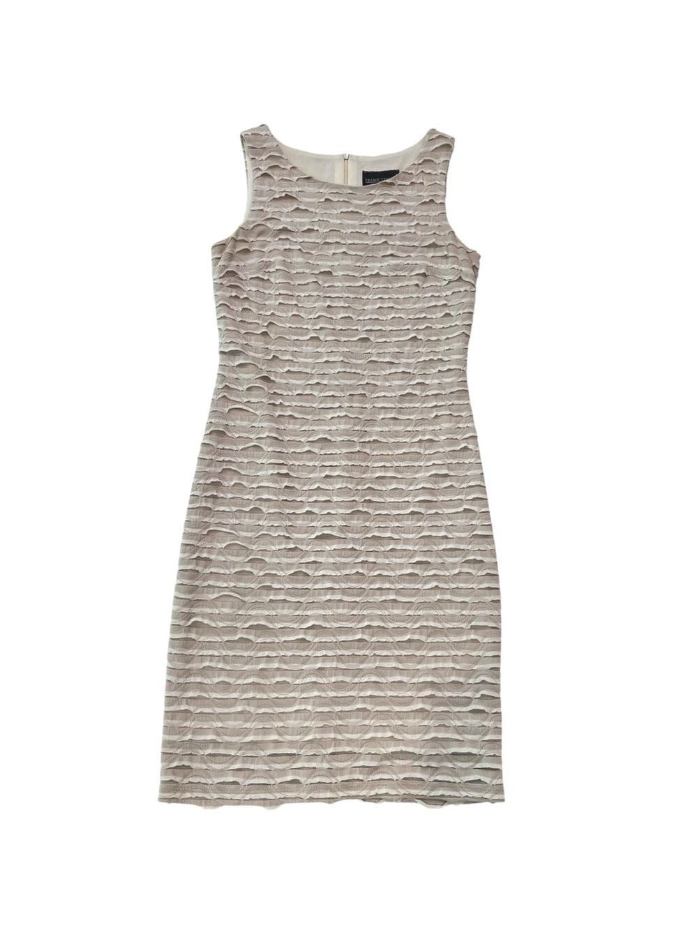 Frank Lyman bandage jersey sheath dress beige tan cream neutral sleeveless size6